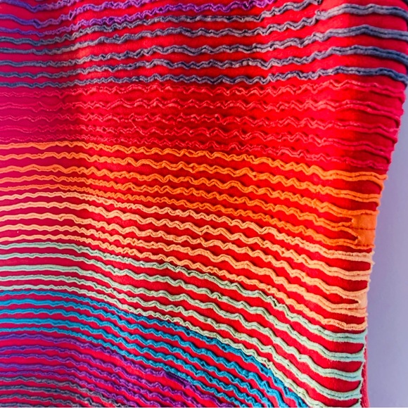 Karma Circle USA Red Orange Rainbow Ruffle Textured Cotton Tank Top | Large - Picture 2 of 6